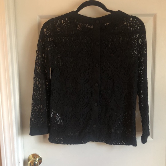 Black Lace Banana Republic Button Up Back Top Medium - Picture 6 of 6